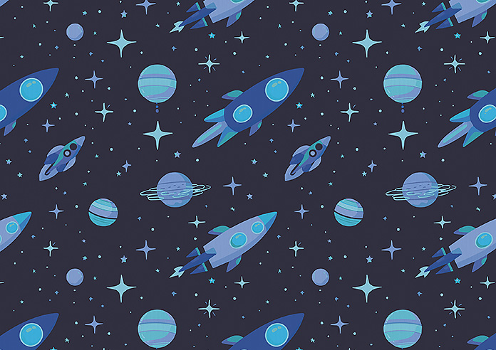 Rocket Adventure, Cosmic Blue - Roman Blind - Image 7